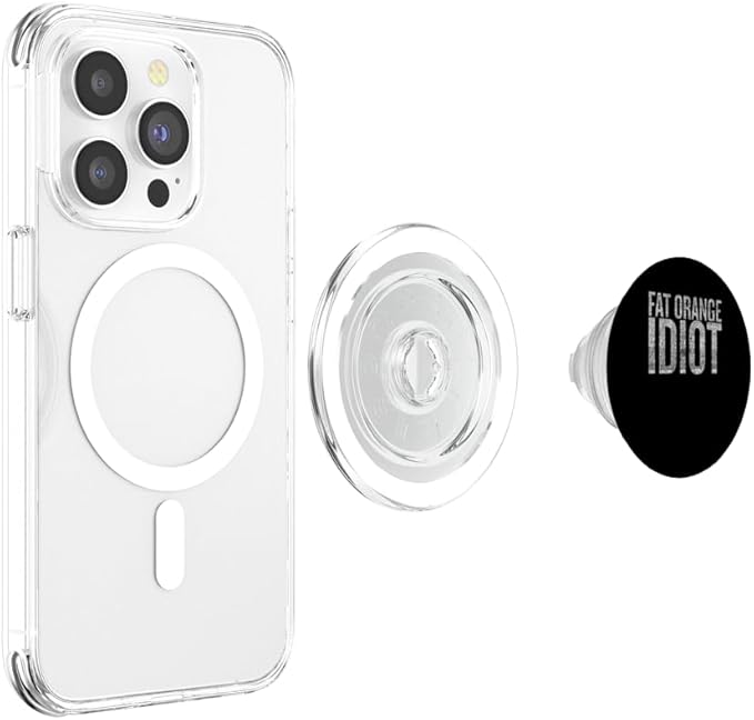 Fat Orange Idiot Distressed Protest Design PopSockets PopGrip for MagSafe