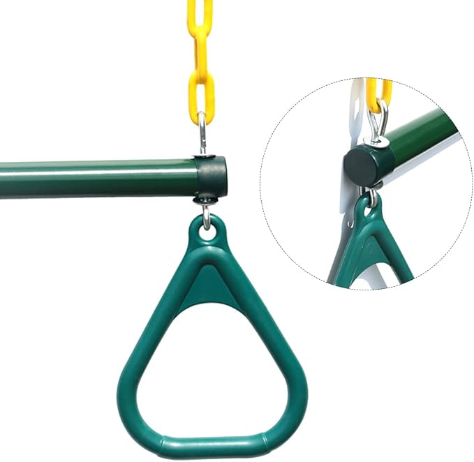 Take Me Away 18'' Trapeze Swing Bar Rings 48'' Heavy Duty Plastic Coated Chains Swing Set Accessories