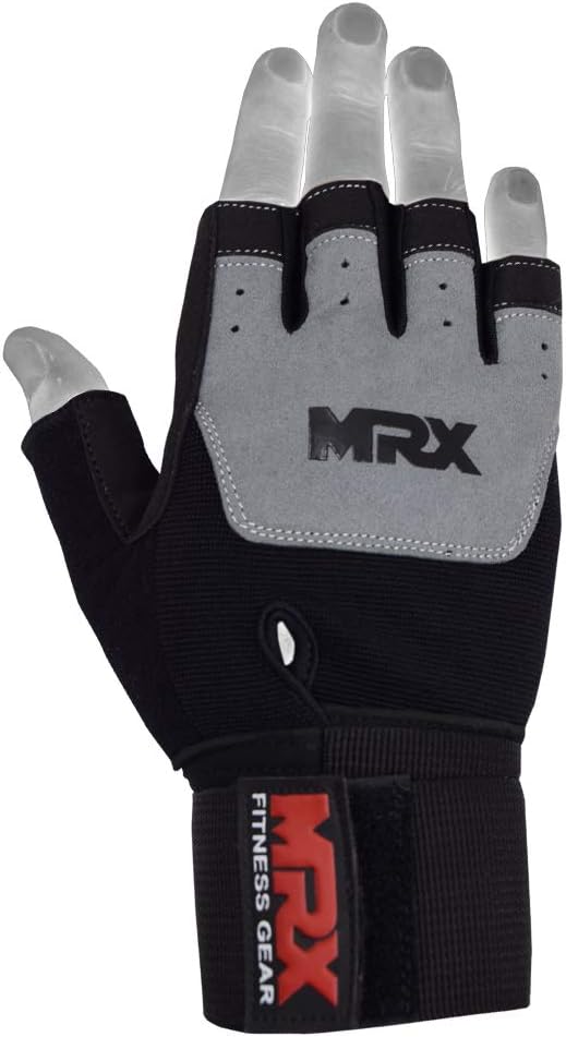 MRX Weight Lifting Pro Level Gloves with 18 Inches Long Wrist Strap Gym Workout Exercise & Fitness in