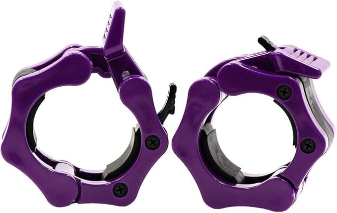 Barbell Clamps 2 inch, Heavy Duty Exercise Collars 2" Quick Release Pair of Locking Pro Olympic Weight Bar Plate Locks Collar Clips for Workout Weightlifting Fitness Training - PURPLE