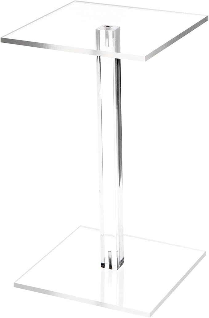 Plymor Clear Acrylic Square Barbell Pedestal Display Riser, 10.5" H x 6" W x 6" D (1/4" thick) (2 Pack)