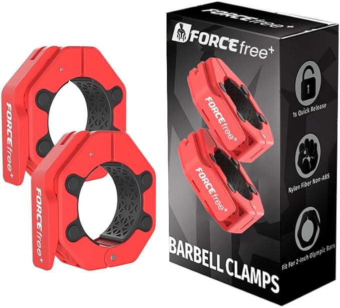 Quick Release Barbell Collars - Slim Design, Non-Slip Secure, High-Strength Durable, Metal Linkage - Fits 2-Inch Olympic Bars