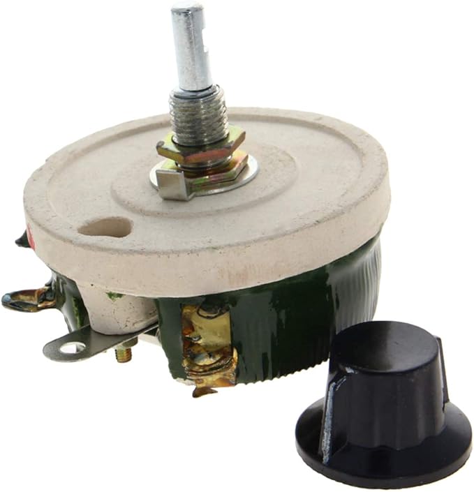 Jutagoss 50W 30 Ohm Rheostat, Wirewound Ceramic Potentiometer, Round Variable Sliding Resistor with Black Knob, Adjustable Resistor 1Pc