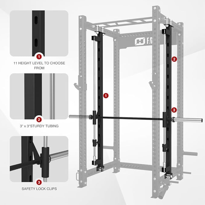 Smithe Machine Attachment for 3"x3" Power Cage Squat Rack, 2400lbs Multi-Functional Power Rack, Commercial Weight Lifting Gym Cage for Home Gym Free Weight with Attachment Set