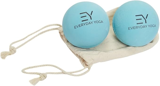 Everyday Yoga Massage Therapy Ball Set 2.5 Inch - Yoga Gear for Deep Tissue Massage, Muscle Recovery & Stress Relief, Rubber Balls with Tote Bag - Aqua