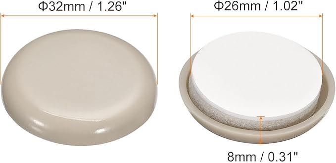 uxcell Furniture Sliders, 4Pcs 1 1/4" - Plastic Self-Adhesive Round Sliding Pads, Chair Glides for Carpeted Tile Vinyl Hardwood Floors (Grey)