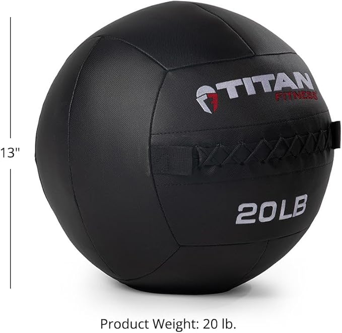 Titan Fitness 20 LB Composite Wall Ball, Soft Shell Poly-Composite Laminate Cross Texture Non-Slip Grip, Tight Stitching, Medicine Ball for Core, Full-Body, Functional Workouts, Exercise Ball