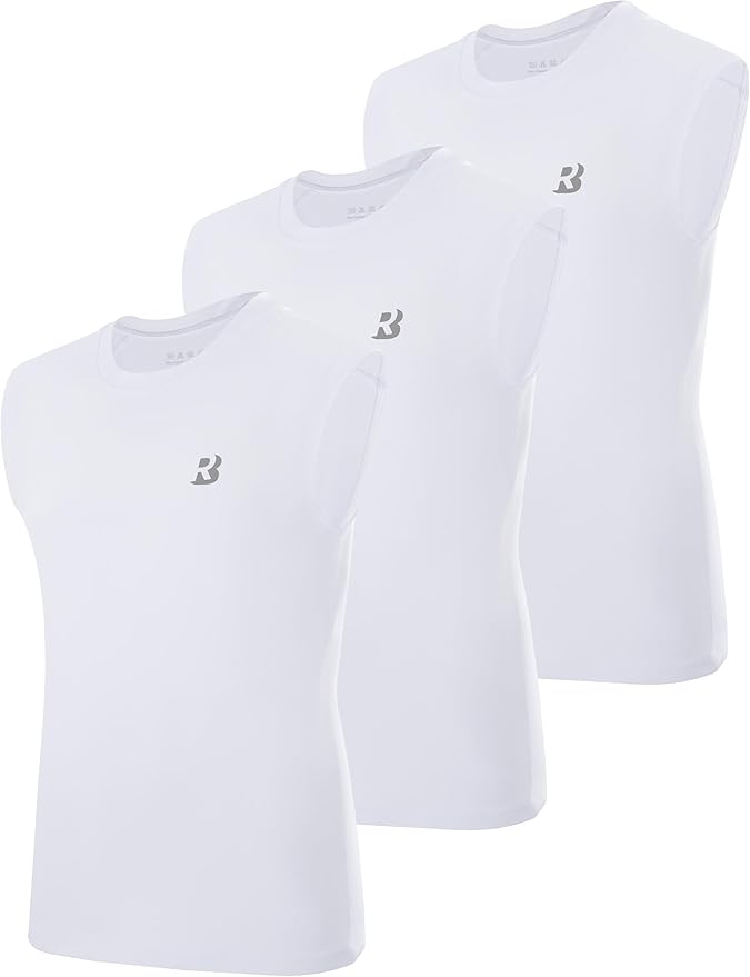 Roadbox Boys Youth Sleeveless Compression Shirt, Quick Dry Kids Football Undershirt, Athletic Soft Tank Tops Sport Basketball