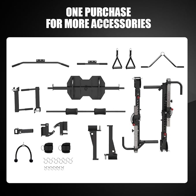 Commercial Smithe Machine with Dual Weight Stacks, Power Cage Squat Rack with Lever Arm & Leg Press Attachment, Multi-Function Linear Bearing Cable Crossover Machine for Home Gym