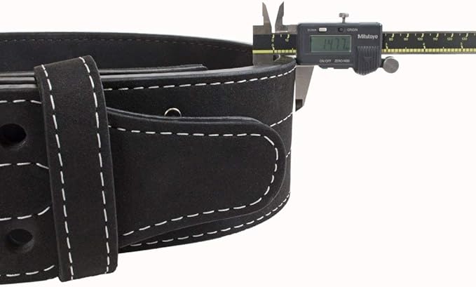 Grizzly Fitness Double Prong Pro Power Lifting Weight Belt | Used by Pros | Durable Thick 13mm Leather w/Double Stitching & Double Prong Buckle | 4" Wide and Adjustable for Comfort