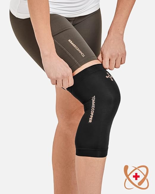 Tommie Copper Core Compression Infrared Knee Sleeve, Unisex, Men & Women, 4D Stretch Infrared Infused, Self-Warming Sleeve for Muscle Support & Stability - Black - XX-Large
