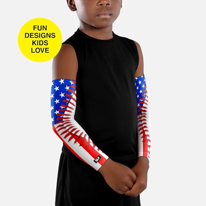 SLEEFS Arm Sleeves for Kids - Athletic Sports Sleeve for Youth Boys and Girls - UV Protection - Football Baseball Basketball