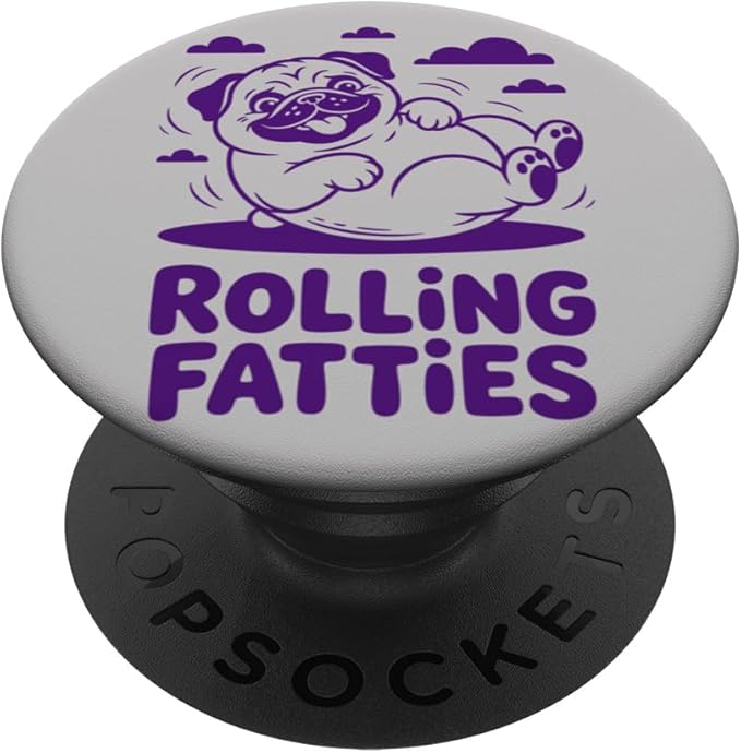 Rolling Fatties Funny Pug Design Chubby Dog Cartoon Art PopSockets Adhesive PopGrip