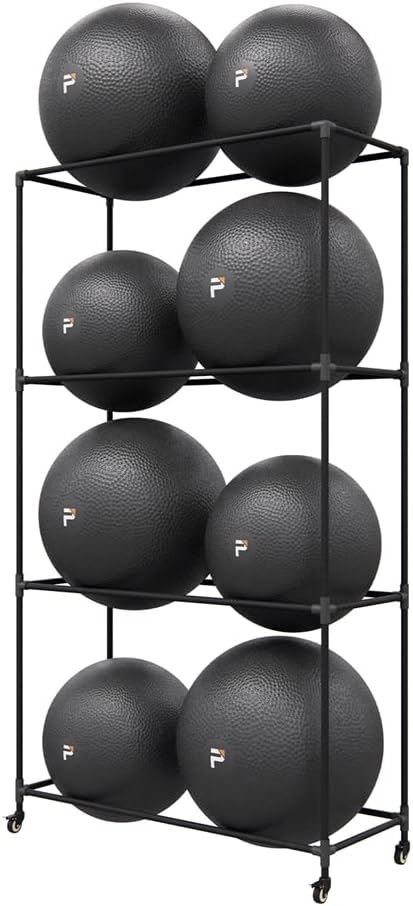 Power Systems Stability Ball Storage Rack – Metal Exercise Ball Rack for Gym & Studio, Freestanding Organizer Holds Up to 8 Stability or Yoga Balls