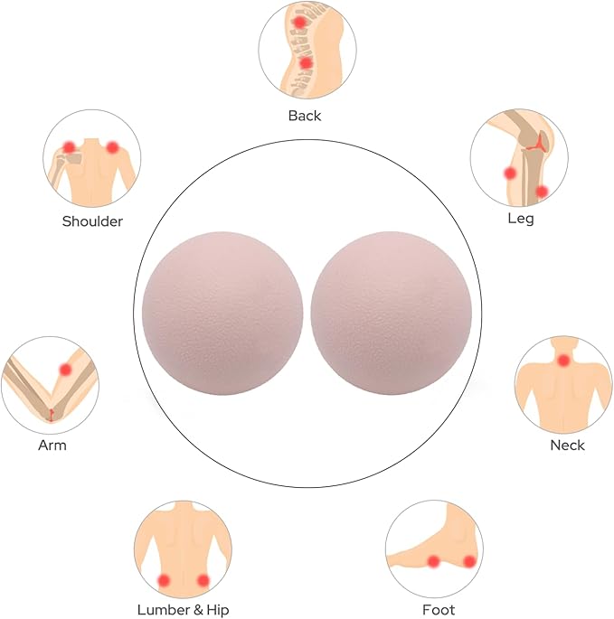 Small Hard Massage Ball 2 Pack. Lacrosse Ball Size Fascia Balls for Trigger Point Deep Tissue Myofascial Release Muscle Relax Plantar Fasciitis Relief Physiotherapy Yoga Pilates (Pink)