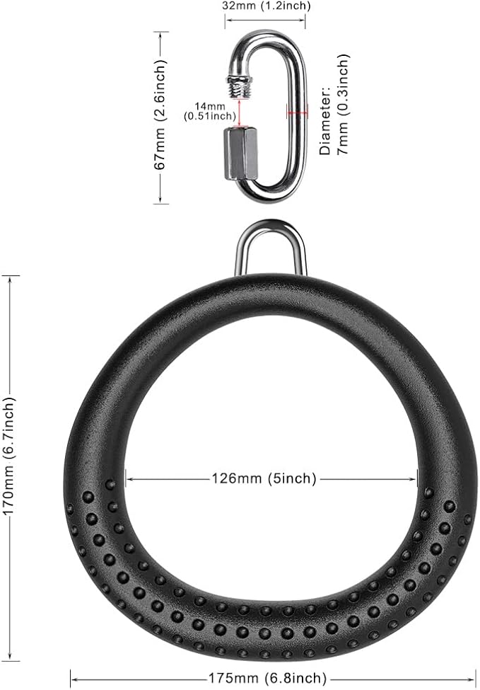 Dolibest 2 Pack of Ninja Gymnastic Rings,Monkey Ring Outdoor Backyard Ninja Accessories Set,Swing Bar Rings Obstacle Course for Training Equipment for Teens,1000LB Capacity