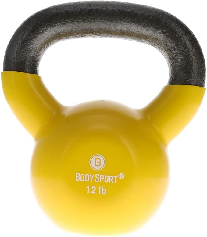 Body Sport Cast Iron Vinyl Coated Kettlebells – Kettlebell for Weight Lifting – Strength Training Kettlebell – Professional Fitness for Gym & At Home