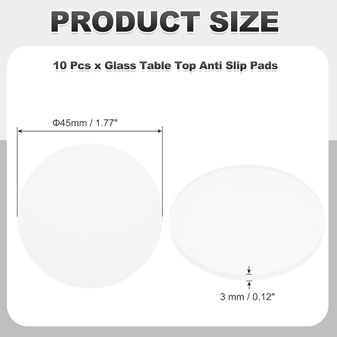PATIKIL Glass Table Top Anti Slip Pads, 10Pcs 45mm Dia x 3mm Thick Clear Glasses Tables Silicone Bumper Pad for Photo Frame Furniture Kitchen Cabinets DIY Home Craft, White