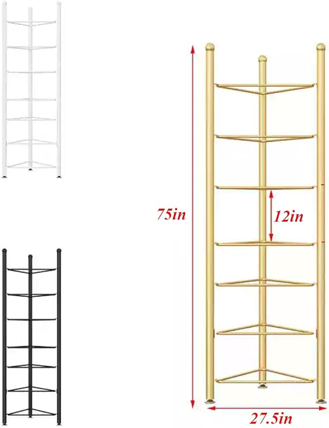 3/5/6/7 Tier Floor Stand Storage Organizer Exercise Half Balance Ball Storage Rack, Home Gym Workout Equipment for Bosu Slam Bowling Medicine Balls(Black,7 Layer - 75in)