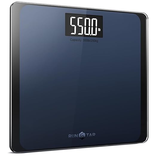 RunStar 550lb Bathroom Digital Scale for Body Weight with Ultra-Wide Platform and Large LCD Display, Accurate High Precision Scale with Extra-High Capacity