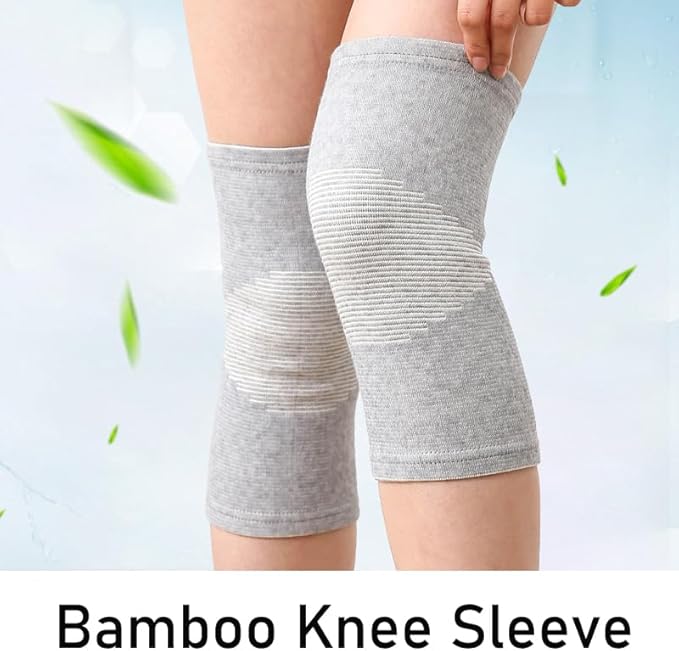 1 Pairs Bamboo Charcoal Knee Sleeve - Bamboo Knee Brace Bamboo Compression Knee Sleeve -Elastic Warm Knee Brace Bmboo Knee Sleeve for Arthritis (Gray, X-Large)