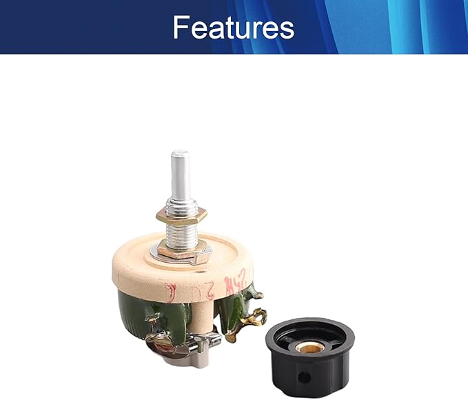 Jutagoss 25W 20 Ohm Rheostat, Wirewound Ceramic Potentiometer, Round Variable Sliding Resistor with Black Knob, Adjustable Resistor 1Pc
