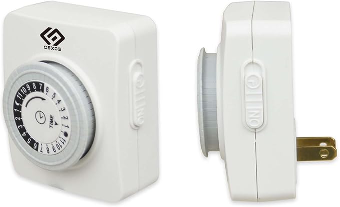 OSKOS Indoor 24-Hour Mechanical Outlet Timer, 30-Minute Intervals, 1 Polarized Outlets, Daily On/Off Cycles for Christmas Lights and Small appliances, ETL Listed, 2-Pack