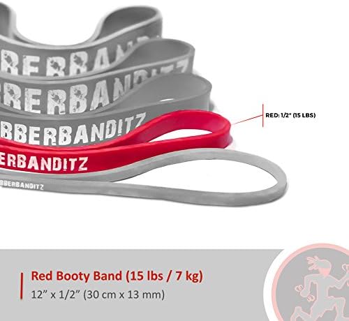 Rubberbanditz Extra Thick Booty Bands - for Glutes and Legs Workouts - Includes eGuide for Women - Mini Loop Exercise Band Engages HIPS, Thighs, Butt, and Abs - 5 Mini Resistance Band Sizes 5-100 lbs