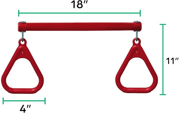 Jungle Gym Kingdom Swing Sets for Backyard, Monkey Bars & Swingset Accessories - Set Includes 18" Trapeze Swing Bar & 48" Heavy Duty Chain with Locking Carabiners - Outdoor Play Equipment (Red)