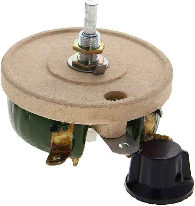 Jutagoss 100W 500 Ohm Rheostat, Wirewound Ceramic Potentiometer, Round Variable Sliding Resistor with Black Knob, Adjustable Resistor 1Pc