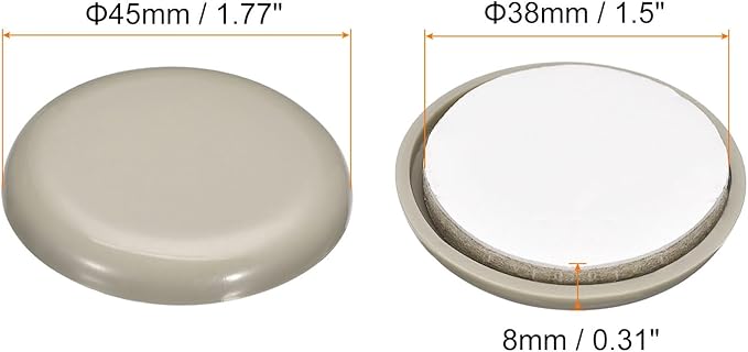 uxcell Furniture Sliders, 16Pcs 1 7/9" - Plastic Self-Adhesive Round Sliding Pads, Chair Glides for Carpeted Tile Vinyl Hardwood Floors (Grey)