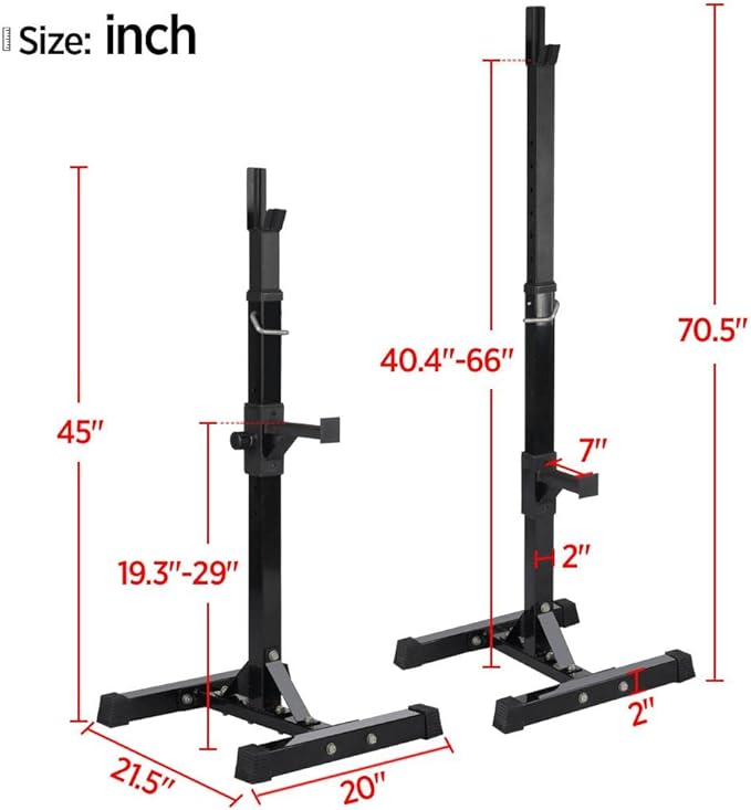 Yaheetech 45-71 Inch Adjustable Squat Rack and Bench Press Rack Portable Olympic Weight Stand Pair of Home Gym Squat Machine