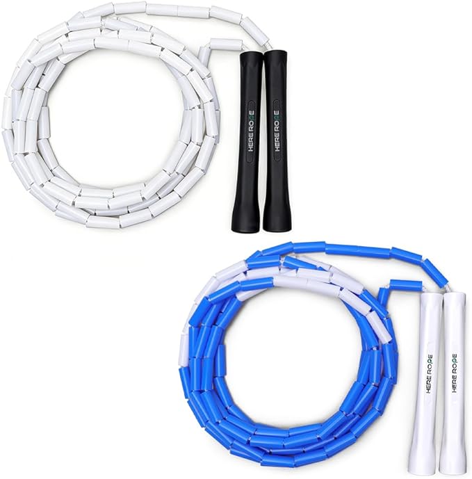 Black Beaded Jump Rope, Unbreakable Handles & Shatterproof Beads for Enhanced Fitness Training, Adjustable Beaded Jump Ropes for Kids, Men & Women