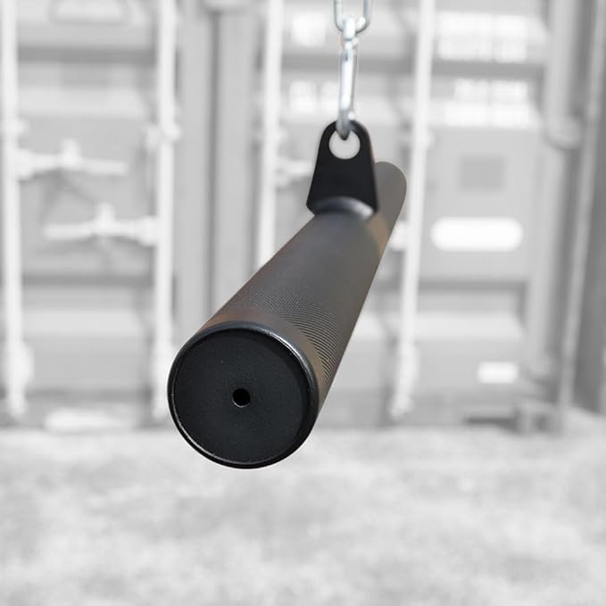 Body-Solid Tools (MB022FG) Fat Grip Straight Bar Cable Attachment for Biceps/Triceps Workout, Handle Bars for Rows and Curl Exercise, Home and Commercial Gym Attachments (Midnight Black)