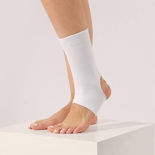 WrtmyR 2 Pack Ankle Brace Compression Sleeve, Ankle Wrap & Ankle Support for Women & Men, Ankle Compression Sock for Sprain, Swelling, Plantar Fasciitis, Tobillera (M White)