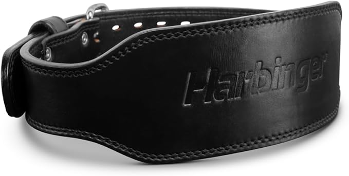 Harbinger Training Belt, Pro Leather, Full Grain Leather, 0.3 inch (7 mm) Thick, Leather, Power Belt, Muscle Training, Lifting, Deadlift, Squat