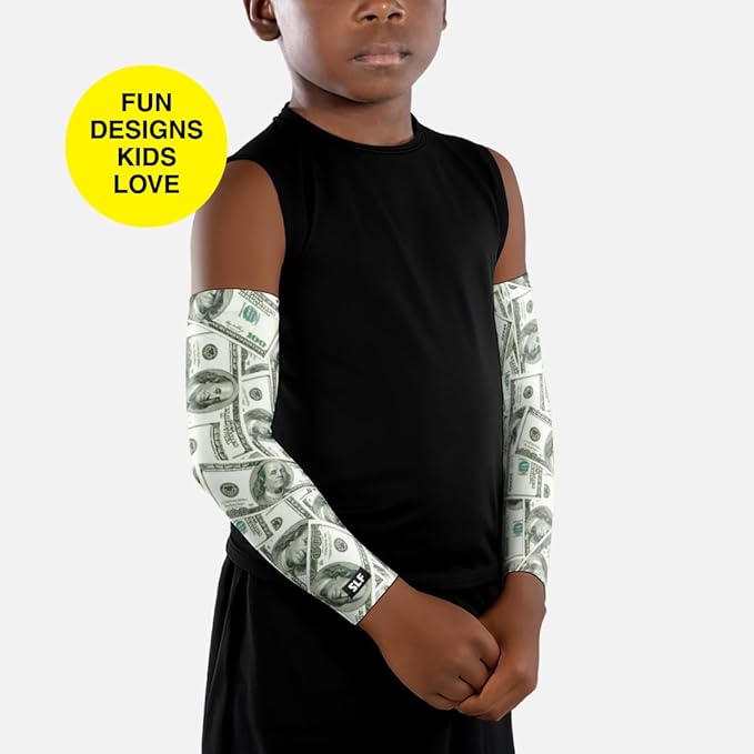 SLEEFS Arm Sleeves for Kids - Athletic Sports Sleeve for Youth Boys and Girls - UV Protection - Football Baseball Basketball