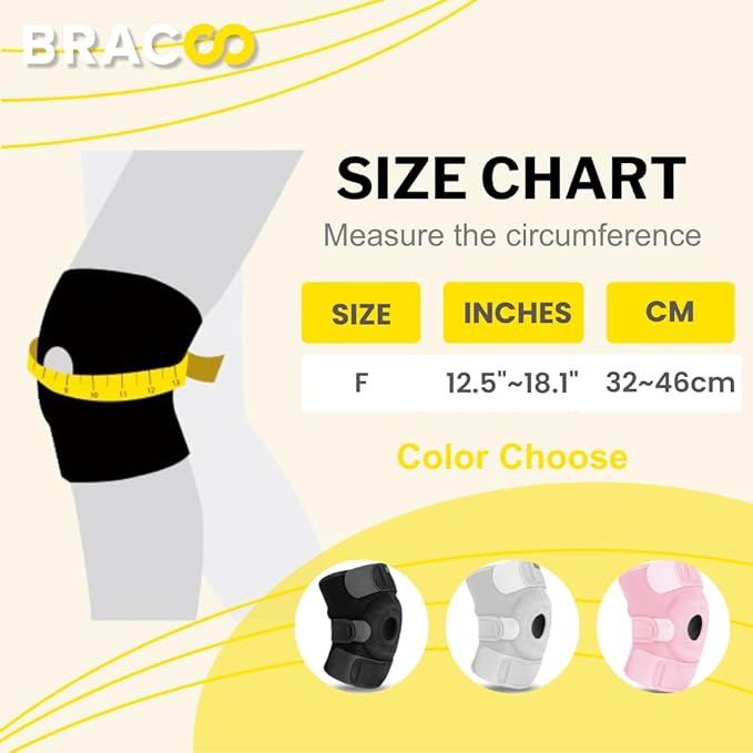 Bracoo Knee Support Brace for Men Women, Adjustable Compression Sleeve Wrap Patellar Pad Tendon - Arthritis Pain, meniscus tear, Injury Recovery, Running, Workout, KS10