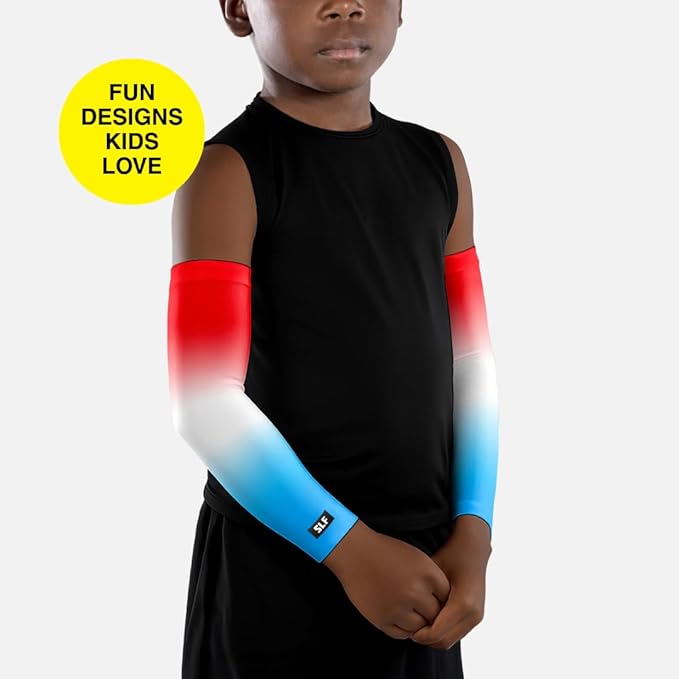 SLEEFS Arm Sleeves for Kids - Athletic Sports Sleeve for Youth Boys and Girls - UV Protection - Football Baseball Basketball