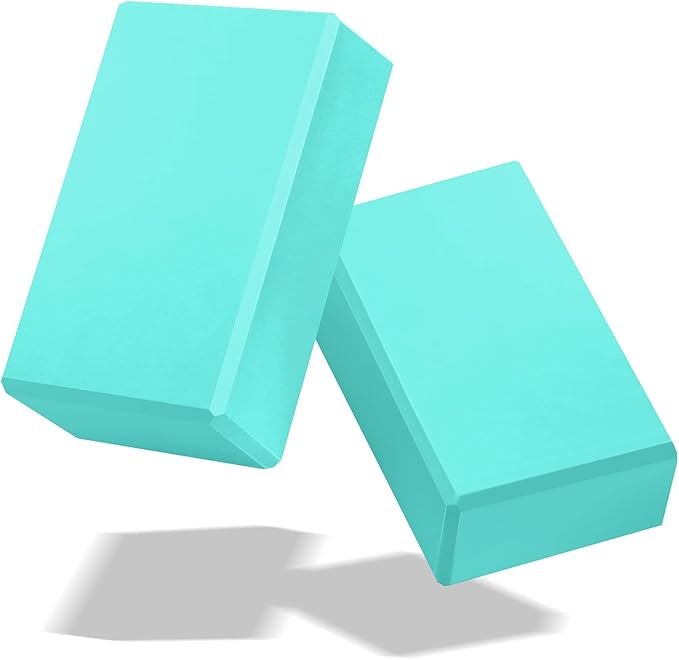 Yoga Blocks 2 Pack 3x6x9IN Foam Block Supportive Latex-Free with Stretch Band, Non-Slip Exercise Blocks for Pilates, Meditation, Balance, Stretching and Deep Poses
