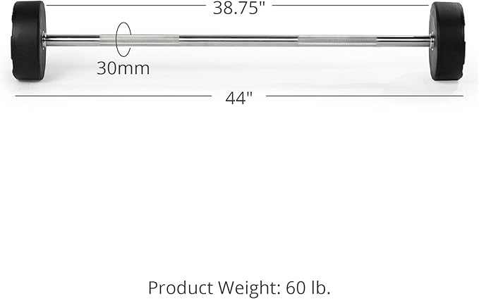 Rubber Curl Fixed Barbells, Pre-Loaded Weight Bar for Strength Training & Weightlifting