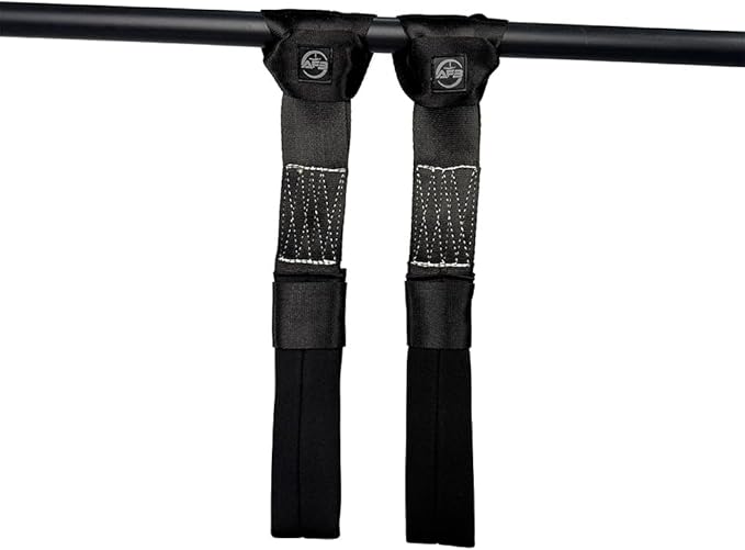 Suspension Trainer Straps - Premium Nylon Bodyweight Fitness Straps for Home & Gym Workouts, Comfortable & Safe with 540lbs Load, Black, Comes in Pairs