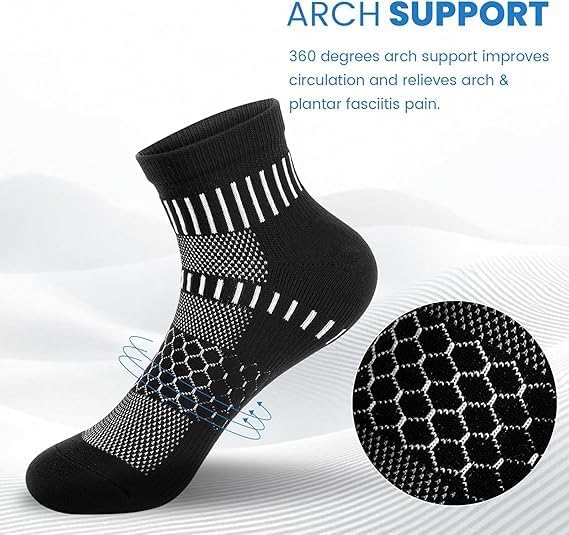 IRAMY Ankle Compression Socks for Men Women Cushioned Running Athletic Socks Plantar Fasciitis Relief 2/4/6 Pairs