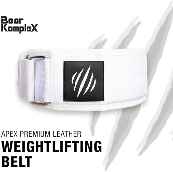 Bear KompleX Premium Leather APEX Weightlifting Belt, Abdominal & Back Support, Powerlifting, Squats and Weight Training, Low Profile Firm Back Easily Adjustable.
