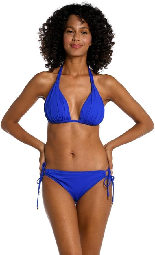 Island Goddess Rouched Halter Bikini Swimsuit Top