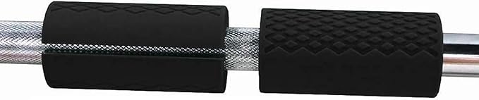 Thick Dumbbell & Barbell Grips for Weightlifting - High-Density Silicone Rubber, Non-Slip Gym Grips for Muscle Growth, Hand Stress Relief, Arm Blaster Adapter Black (1 Pair)