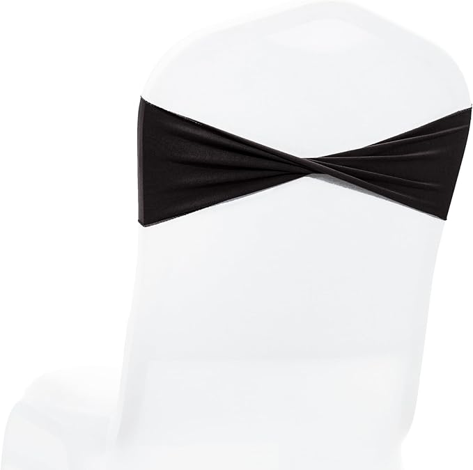 VDS Pack of 300 PCS | Black | Spandex Chair Sashes Bows Without Buckle | Stretch Elastic Banquet Universal Folding Chair Band Tie with for Wedding Party Conference Celebration Event Decoration