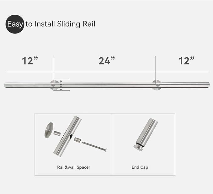 DIYHD 16FT Stainless Steel Sliding Library Ladder Hardware Kit, Bottom Wheel with Brake,300 lbs Capacity, Satin Finish (No Ladder)