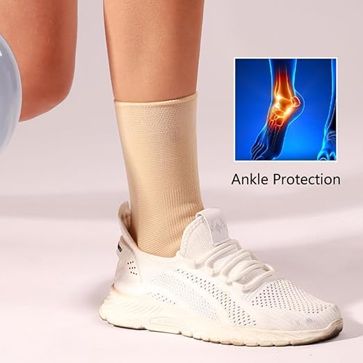 WrtmyR 2 Pack Ankle Brace Compression Sleeve, Ankle Wrap & Ankle Support for Women & Men, Ankle Compression Sock for Sprain, Swelling, Plantar Fasciitis, Tobillera (L/XL Nude)