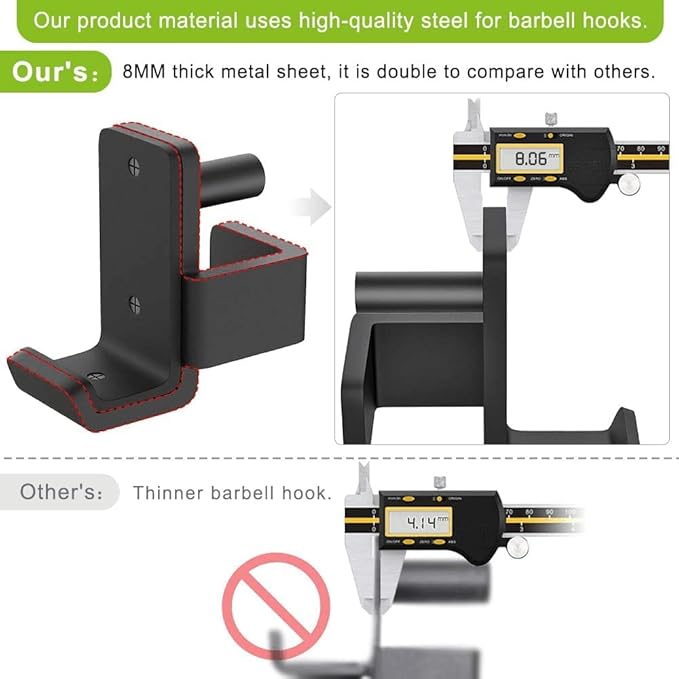 SELEWARE Solid Steel J Hooks for 2" x 2" or 3" x 3" Tube Power Cage with 1" 1/2" or 5/8" Hole Squat Rack Attachment, J-Hook Barbell Holder for Power Rack, Set of 2